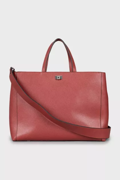Leather tote bag with logo