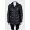 Leather A-line down jacket