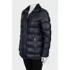 Leather A-line down jacket