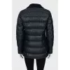 Leather A-line down jacket