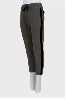 Sports trousers with velour stripes