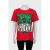 Red oversized t-shirt with print