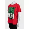Red oversized t-shirt with print