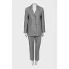 Gray striped suit with tag