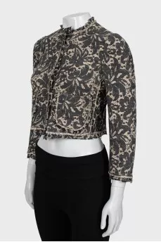 Cropped silk jacket