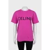 Pink T-shirt with brand logo, with tag