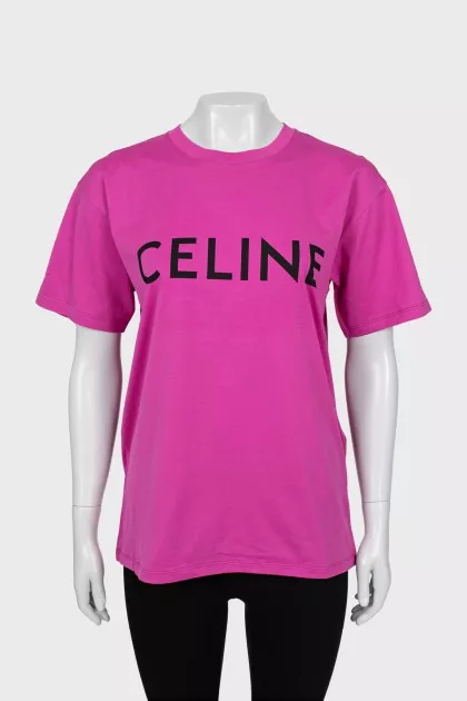 Pink T-shirt with brand logo, with tag