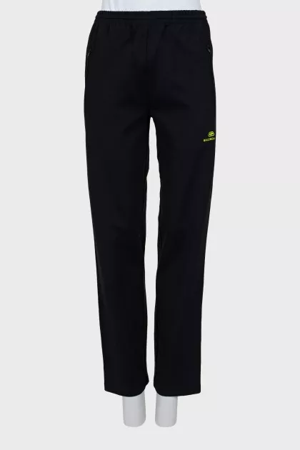 Straight cut sports trousers with stripes