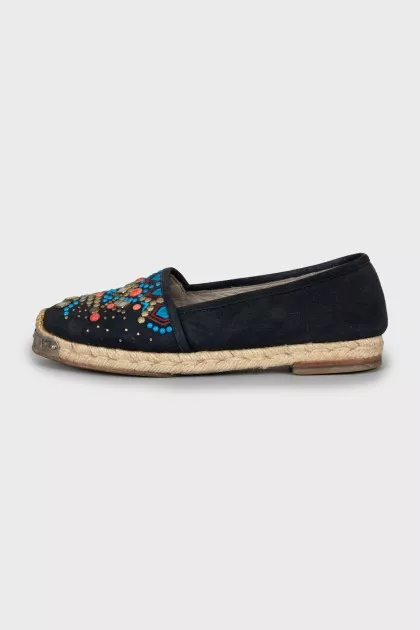 Suede espadrilles with decor
