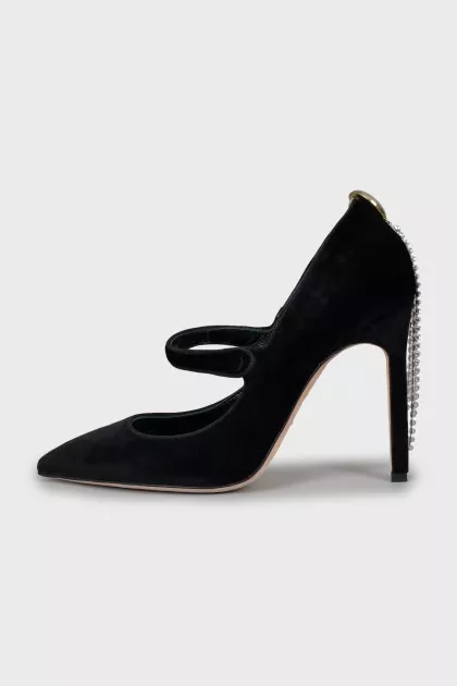 Velour shoes with tag