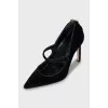 Velour shoes with tag