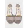 Leather embossed heeled slides