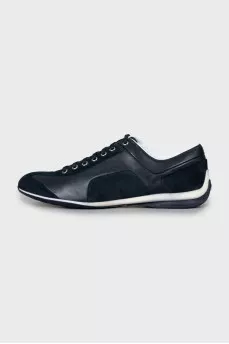 Men's Leather and Suede Sneakers with Tag