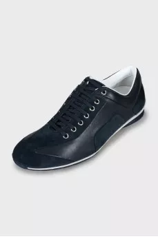 Men's Leather and Suede Sneakers with Tag