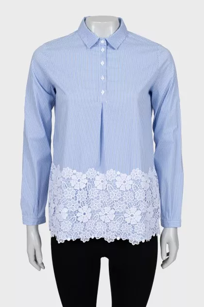 Striped shirt with floral pattern