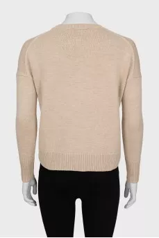 Wool sweater with embroidered print