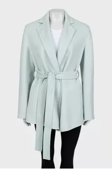Cropped wool and cashmere coat