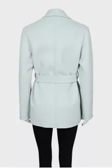 Cropped wool and cashmere coat