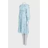 Blue silk dress with long sleeves