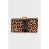 Animal print leather clutch