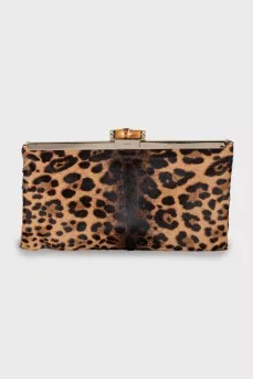 Animal print leather clutch