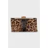 Animal print leather clutch