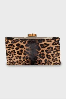 Animal print leather clutch