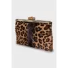 Animal print leather clutch