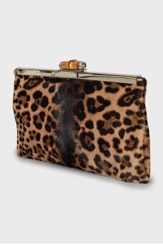 Animal print leather clutch
