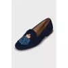 Textile moccasins with embroidery