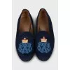 Textile moccasins with embroidery