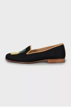 Textile ballet flats with embroidery
