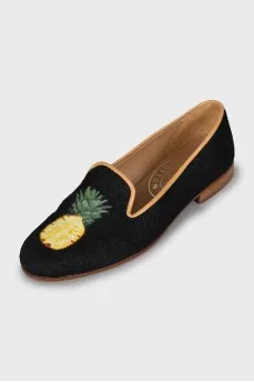 Textile ballet flats with embroidery
