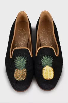 Textile ballet flats with embroidery