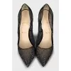 Mesh shoes decorated with rhinestones