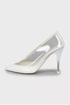 Stiletto heels with transparent inserts