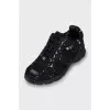 Textile lace-up sneakers