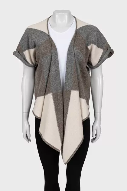 Asymmetrical Checked Cardigan