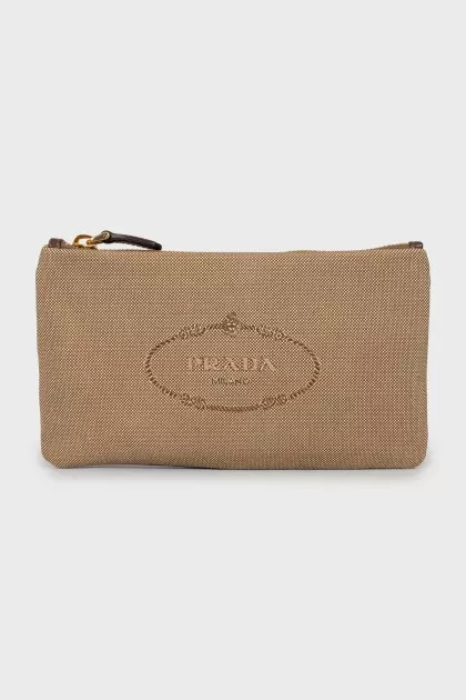Textile clutch with small print