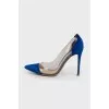 Blue shoes with transparent inserts