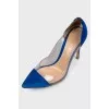 Blue shoes with transparent inserts