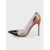 Black-beige shoes with transparent inserts
