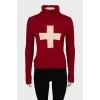 Red turtleneck sweater