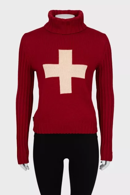 Red turtleneck sweater