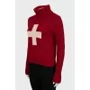 Red turtleneck sweater
