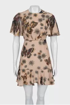 Silk mini dress in print