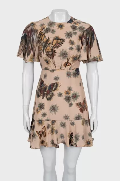 Silk mini dress in print