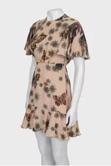 Silk mini dress in print