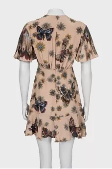 Silk mini dress in print
