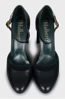 Leather high heels shoes
